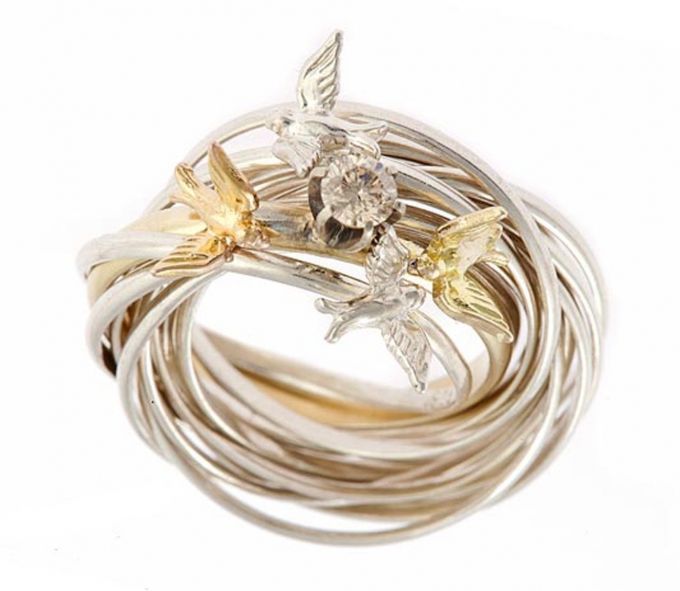 Kuşlu Ve  Taşlı Yüzük Ring